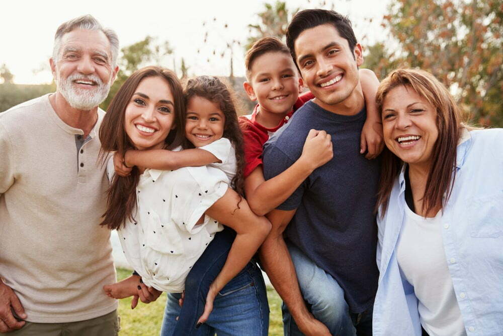 Multigenerational family posing for photo
